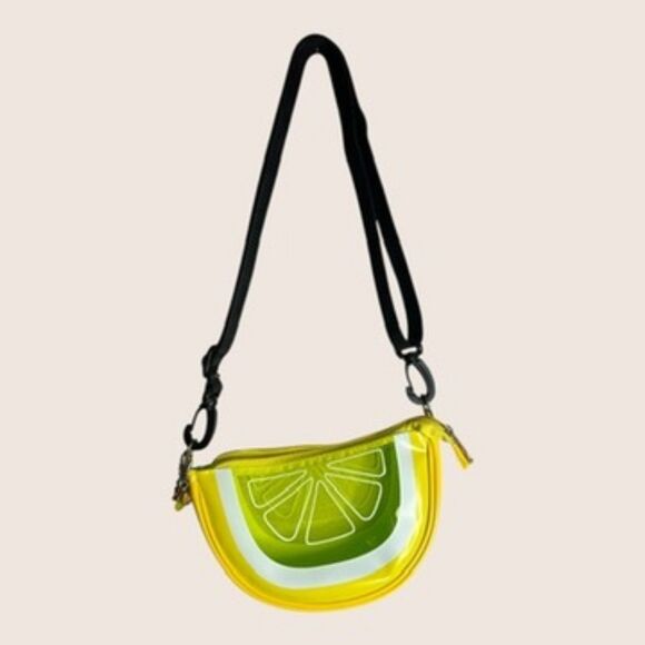 🍋 LEMON WEDGE VINYL TRANSPARENT CROSSBODY HANDBAG PURSE ADJUSTABLE STRAP CHARMS - Picture 4 of 5